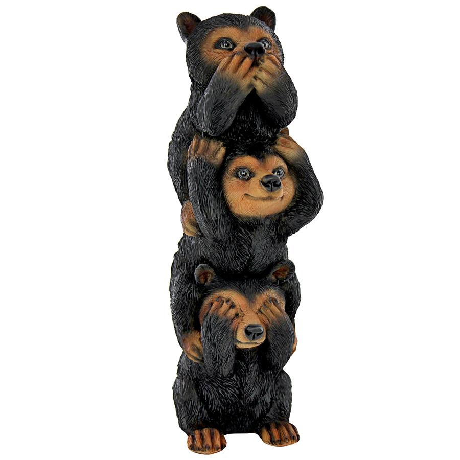 Backwoods Troublemakers Speak, Hear, See No Evil Black Bear Statue