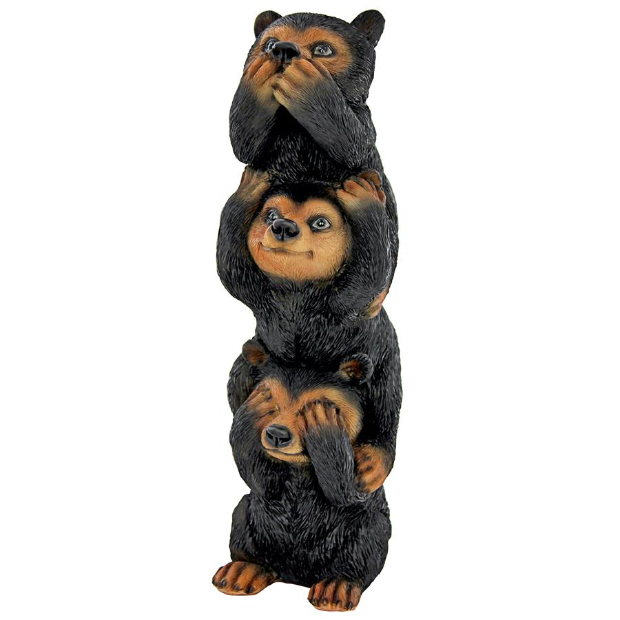 Backwoods Troublemakers Speak, Hear, See No Evil Black Bear Statue