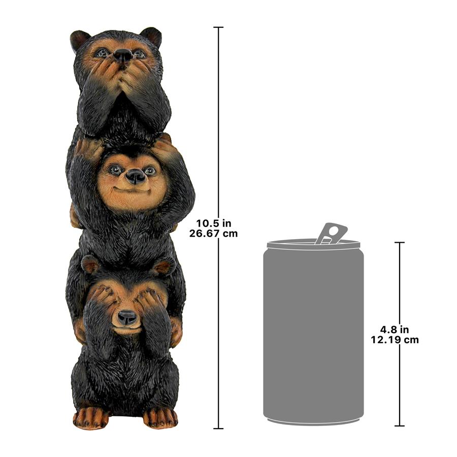 Backwoods Troublemakers Speak, Hear, See No Evil Black Bear Statue