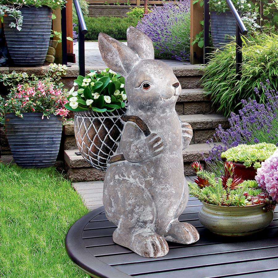 Bunny with Basket Bearing Gifts Easter Rabbit Statue