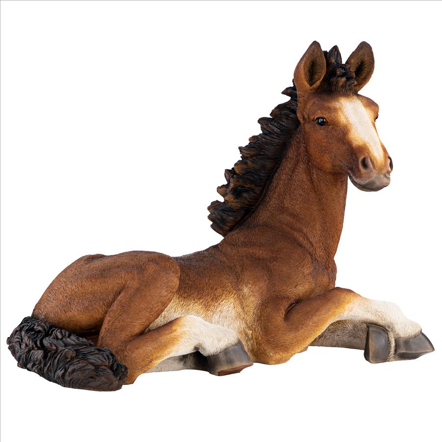 Relaxing Pony Horse Foal Statue