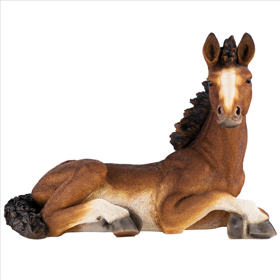 Relaxing Pony Horse Foal Statue