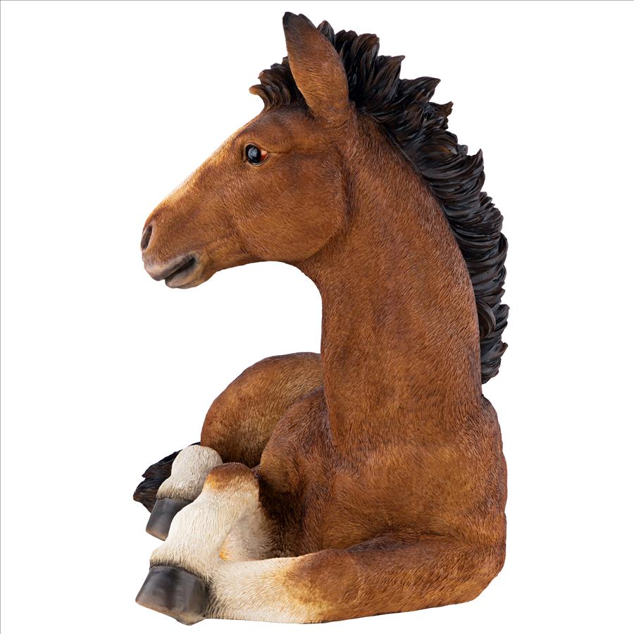 Relaxing Pony Horse Foal Statue