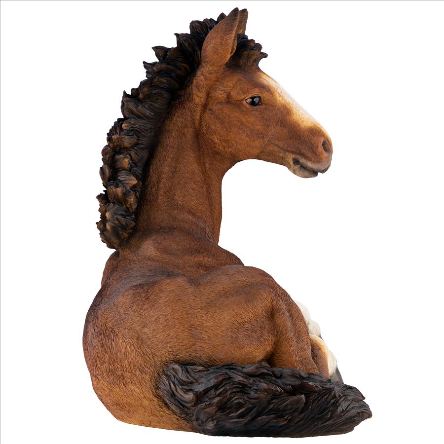 Relaxing Pony Horse Foal Statue