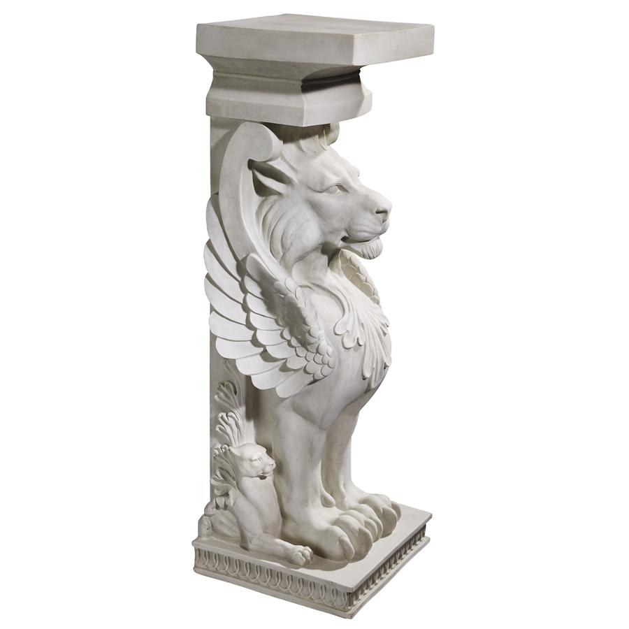Trapezophoron Sculptural Winged Lion Pedestal: Each
