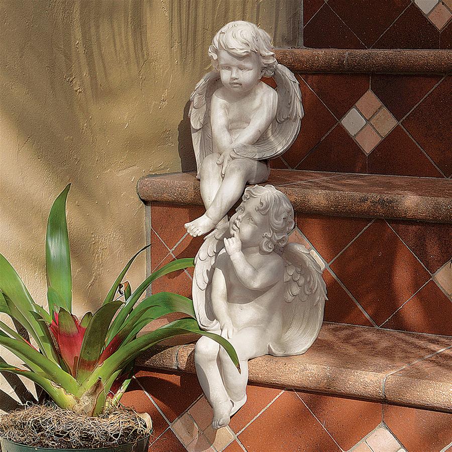 Angels of Meditation and Contemplation Sitting Cherub Statues