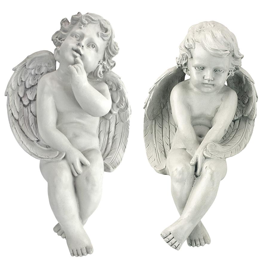 Angels of Meditation and Contemplation Sitting Cherub Statues