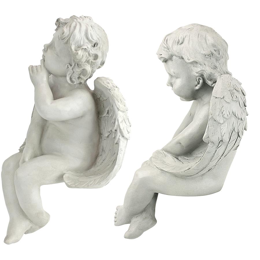 Angels of Meditation and Contemplation Sitting Cherub Statues