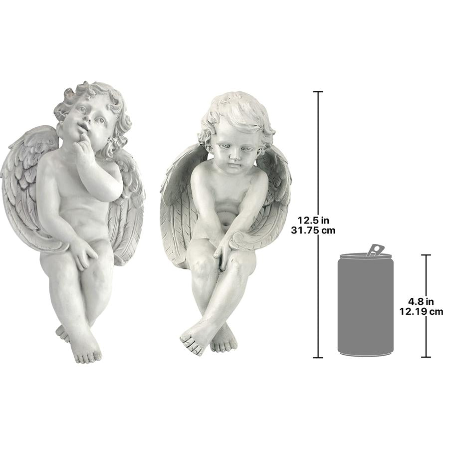 Angels of Meditation and Contemplation Sitting Cherub Statues