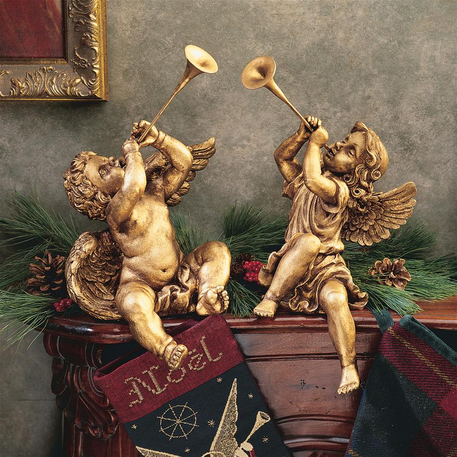 Trumpeting Angels of St. Peters Square Statues: Set of Two