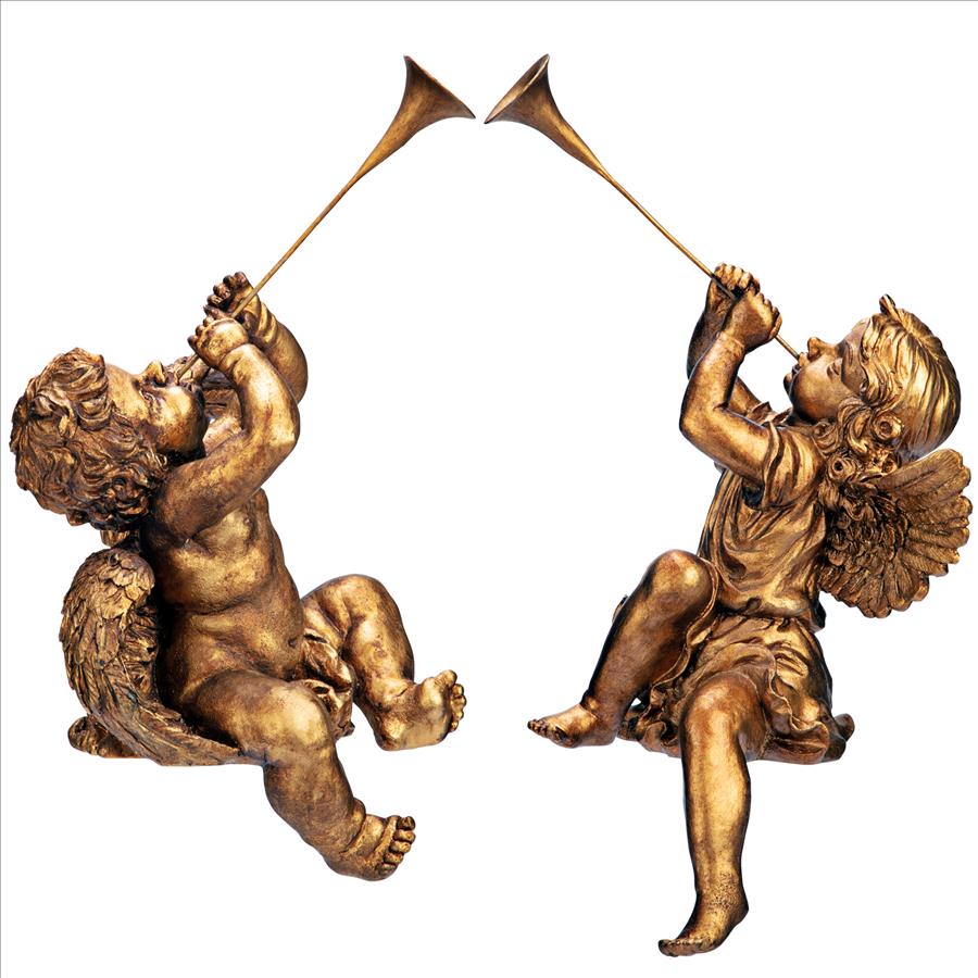 Trumpeting Angels of St. Peters Square Statues: Set of Two