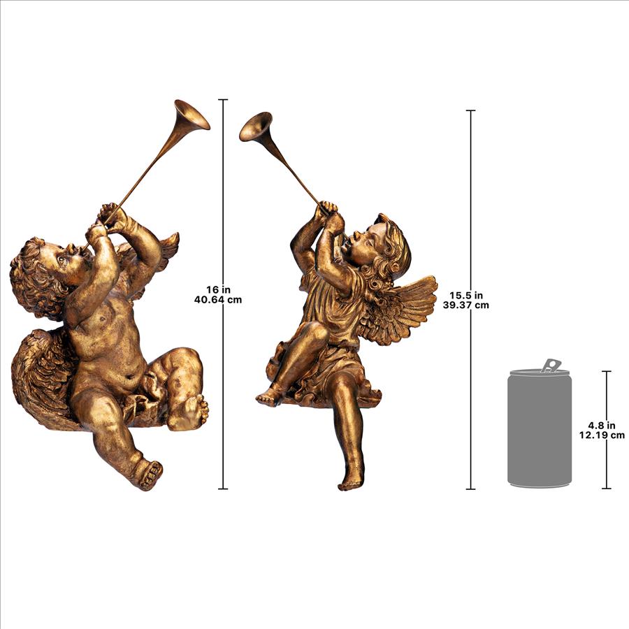 Trumpeting Angels of St. Peters Square Statues: Set of Two