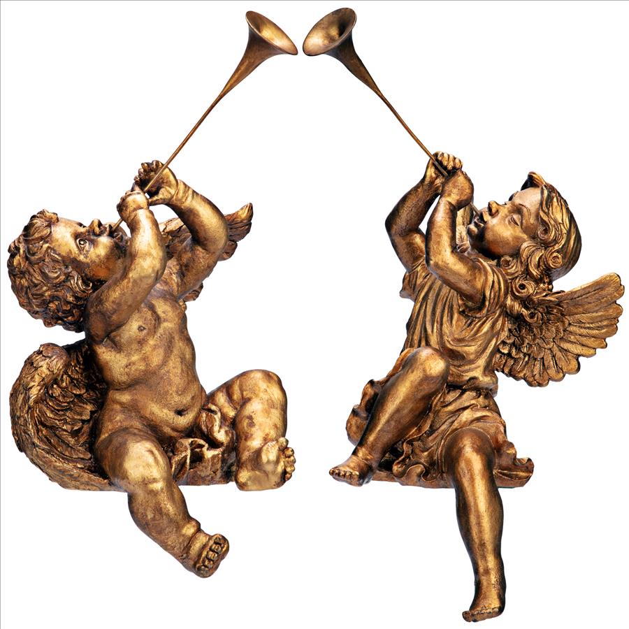 Trumpeting Angels of St. Peters Square Statues: Set of Two