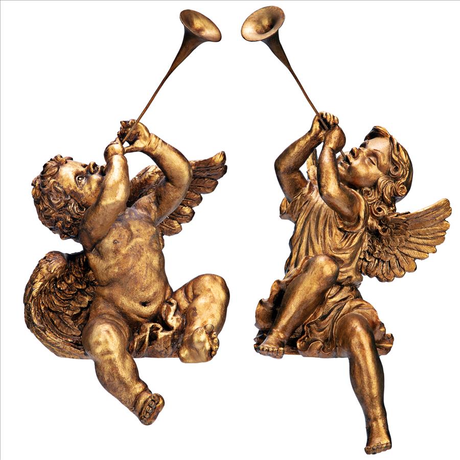 Trumpeting Angels of St. Peters Square Statues: Set of Two