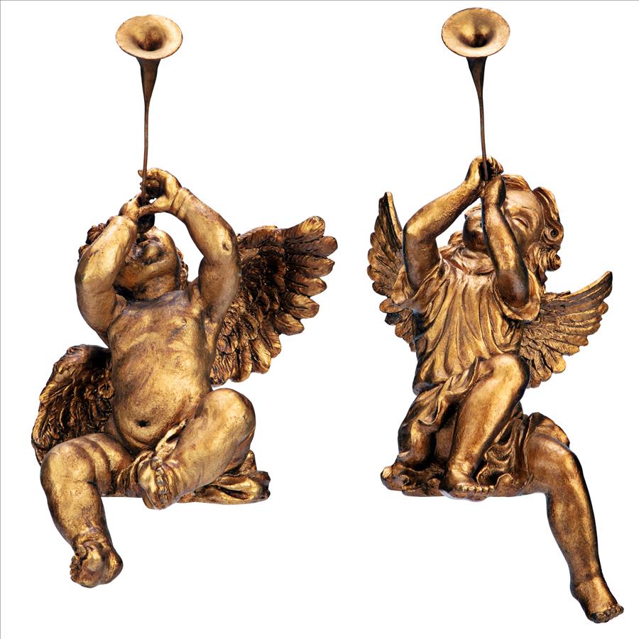 Trumpeting Angels of St. Peters Square Statues: Set of Two