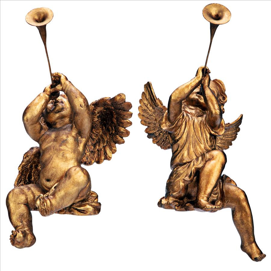 Trumpeting Angels of St. Peters Square Statues: Set of Two