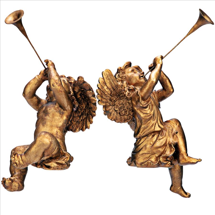 Trumpeting Angels of St. Peters Square Statues: Set of Two