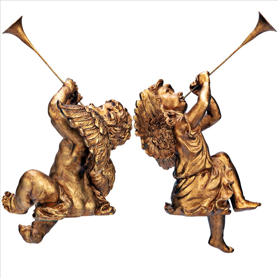 Trumpeting Angels of St. Peters Square Statues: Set of Two