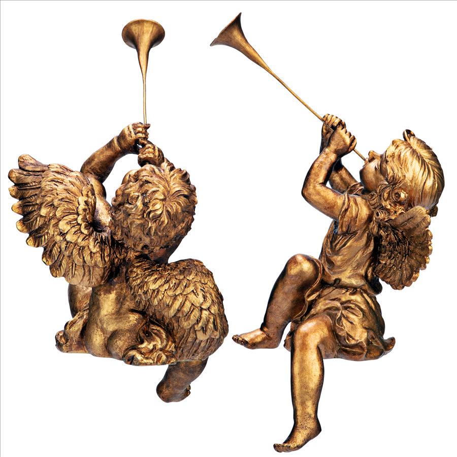 Trumpeting Angels of St. Peters Square Statues: Set of Two