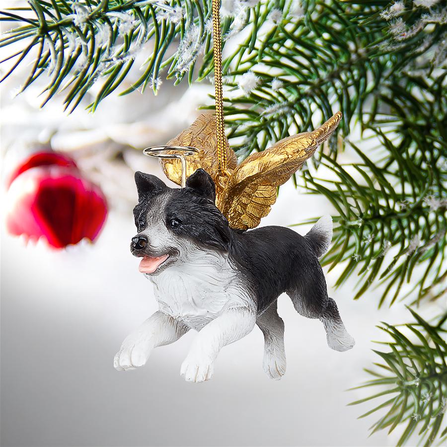 Honor the Pooch: Border Collie Holiday Dog Angel Ornament Collection