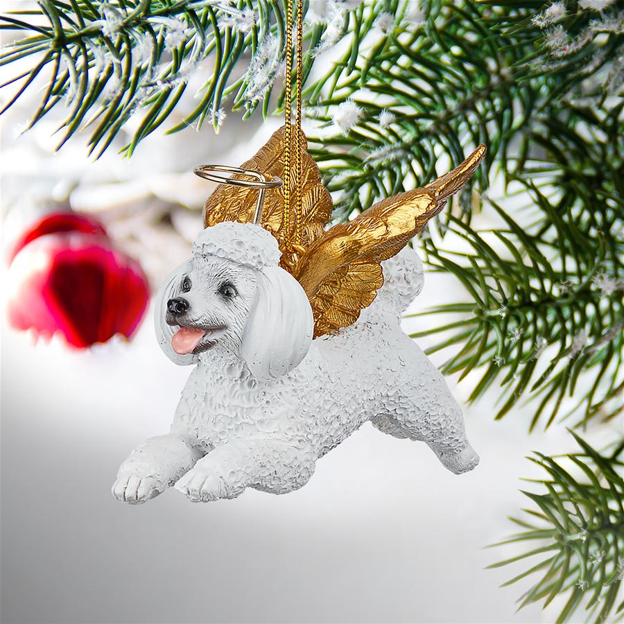Honor the Pooch: White Poodle Holiday Dog Angel Ornament