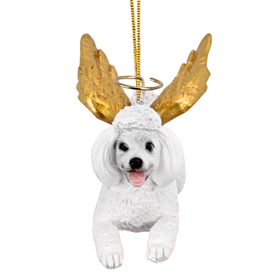 Honor the Pooch: White Poodle Holiday Dog Angel Ornament