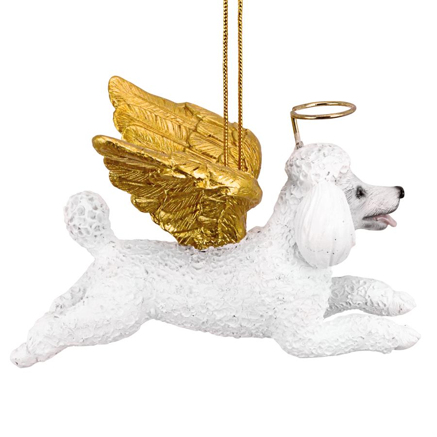 Honor the Pooch: White Poodle Holiday Dog Angel Ornament