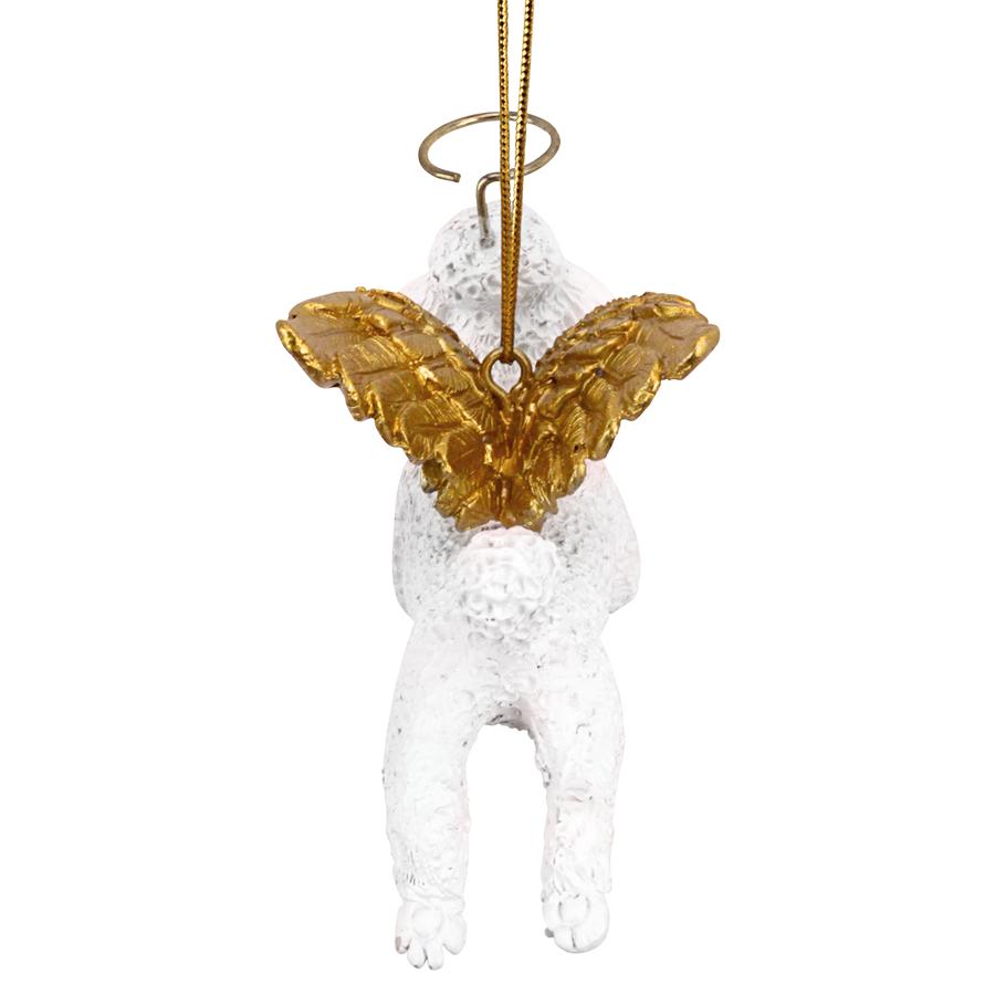 Honor the Pooch: White Poodle Holiday Dog Angel Ornament