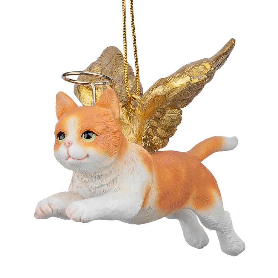 Honor the Feline: Orange Tabby Holiday Cat Angel Ornament