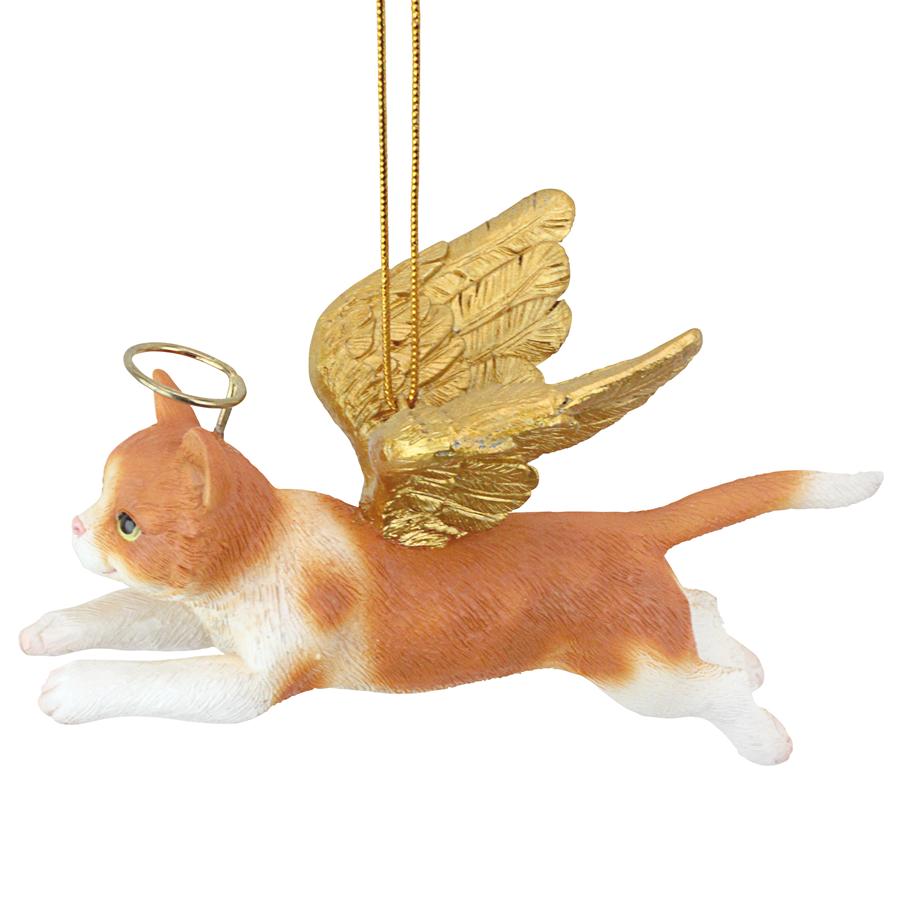 Honor the Feline: Orange Tabby Holiday Cat Angel Ornament