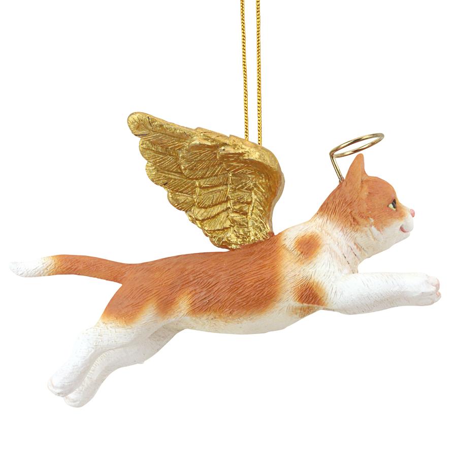 Honor the Feline: Orange Tabby Holiday Cat Angel Ornament