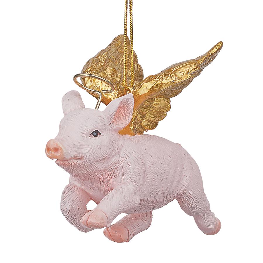 Hog Heaven: Flying Pig Angel Holiday Ornament