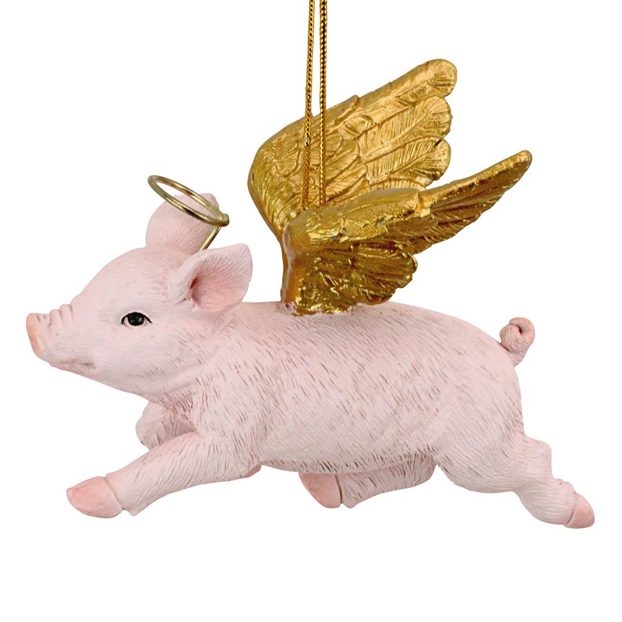 Hog Heaven: Flying Pig Angel Holiday Ornament