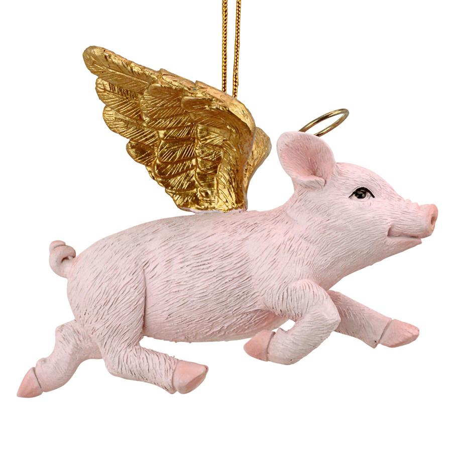 Hog Heaven: Flying Pig Angel Holiday Ornament