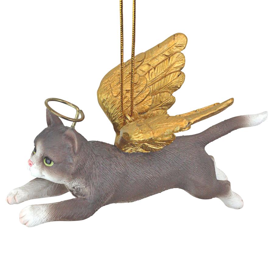 Honor the Feline: Grey Tabby Holiday Cat Angel Ornament