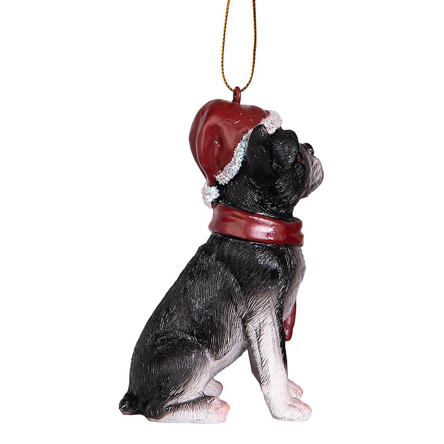 Boston Terrier Holiday Dog Ornament Sculpture