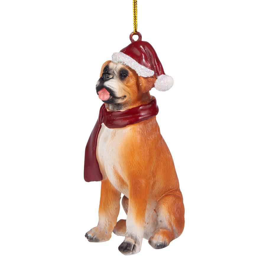 Boxer Holiday Dog Ornament Sculpture