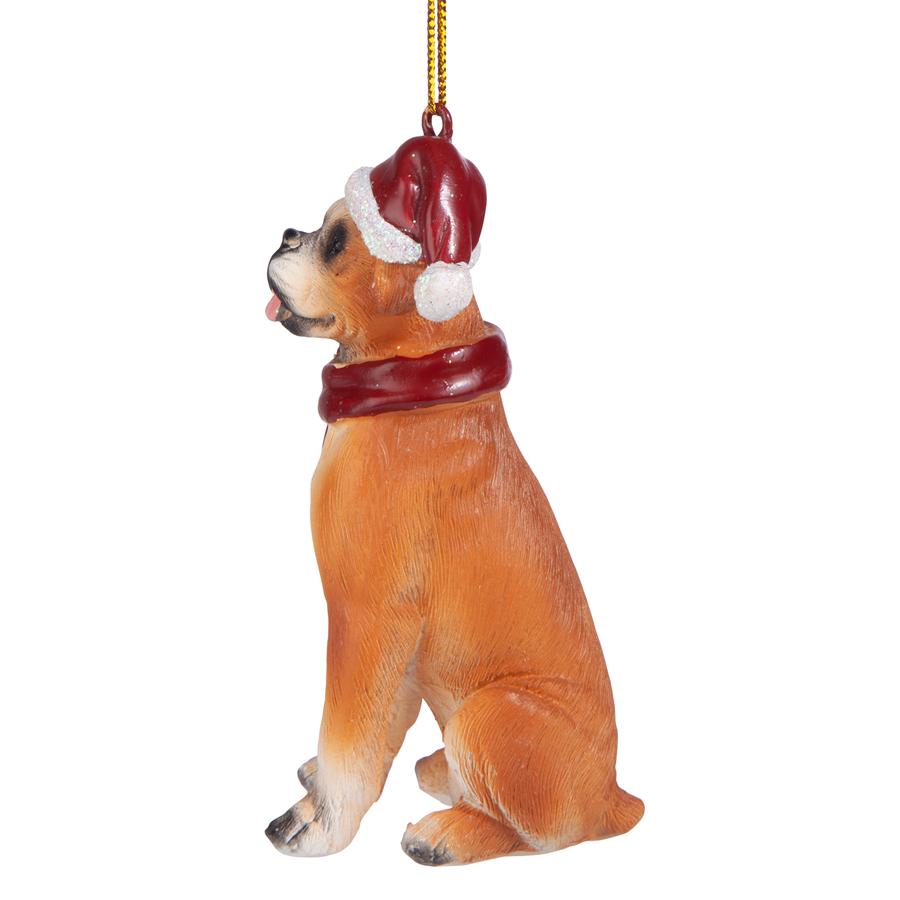 Boxer Holiday Dog Ornament Sculpture