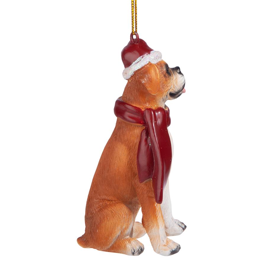 Boxer Holiday Dog Ornament Sculpture