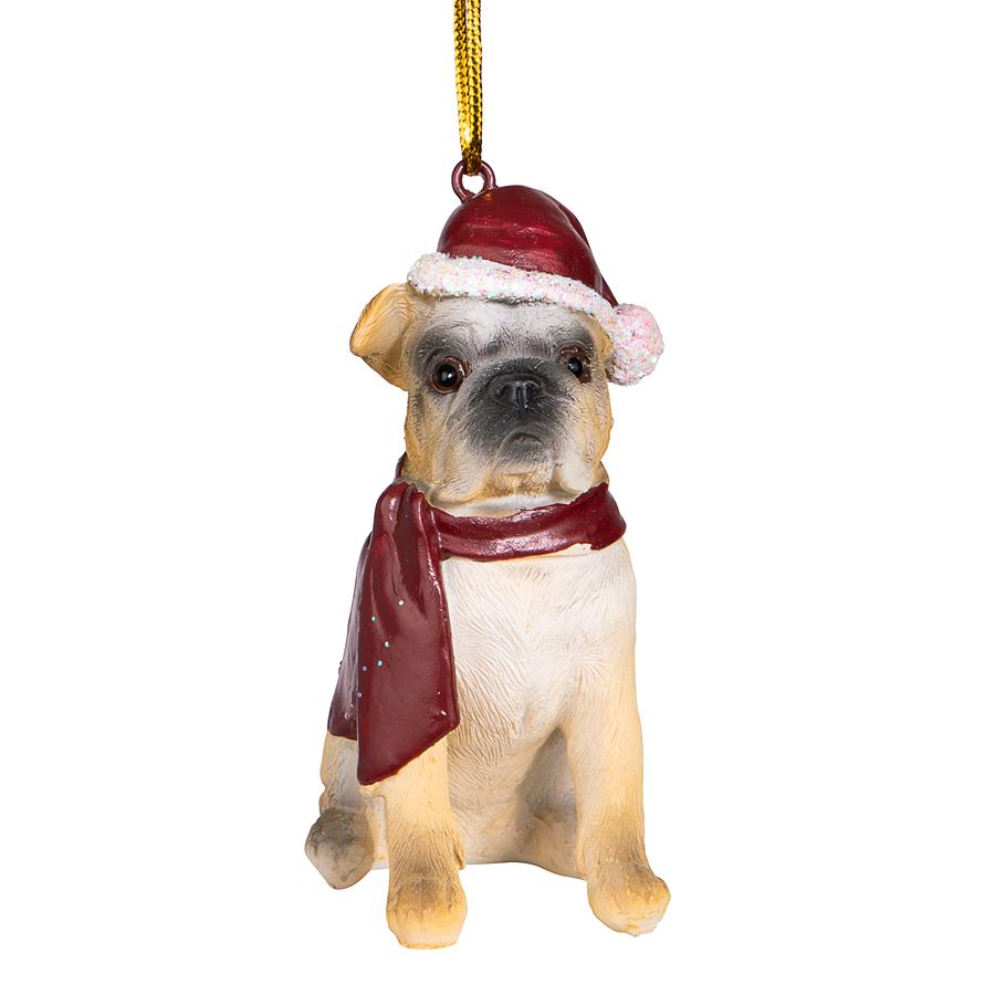 Bulldog Holiday Dog Ornament Sculpture