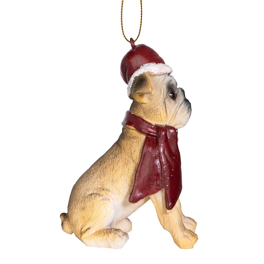 Bulldog Holiday Dog Ornament Sculpture