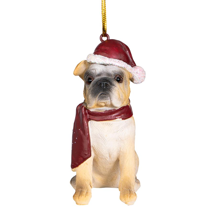 Bulldog Holiday Dog Ornament Sculpture