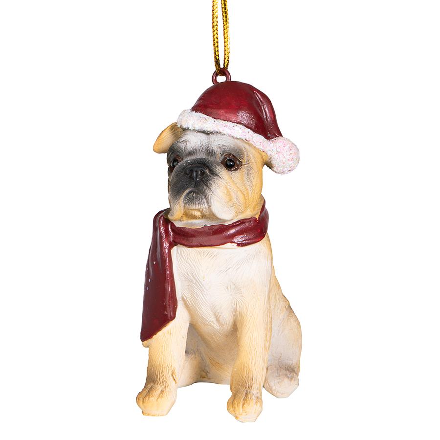 Bulldog Holiday Dog Ornament Sculpture