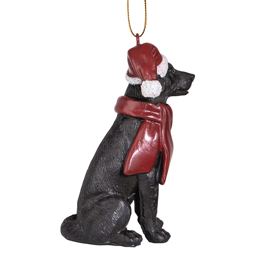 Black Labrador Retriever Holiday Dog Ornament Sculpture