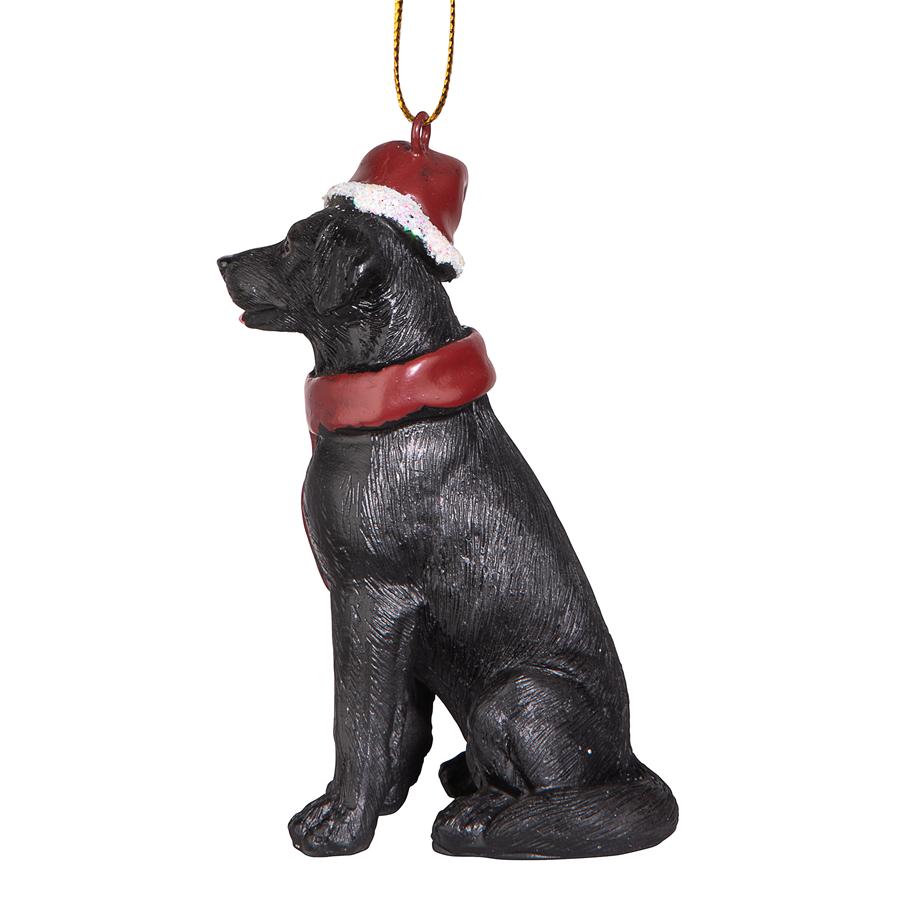 Black Labrador Retriever Holiday Dog Ornament Sculpture