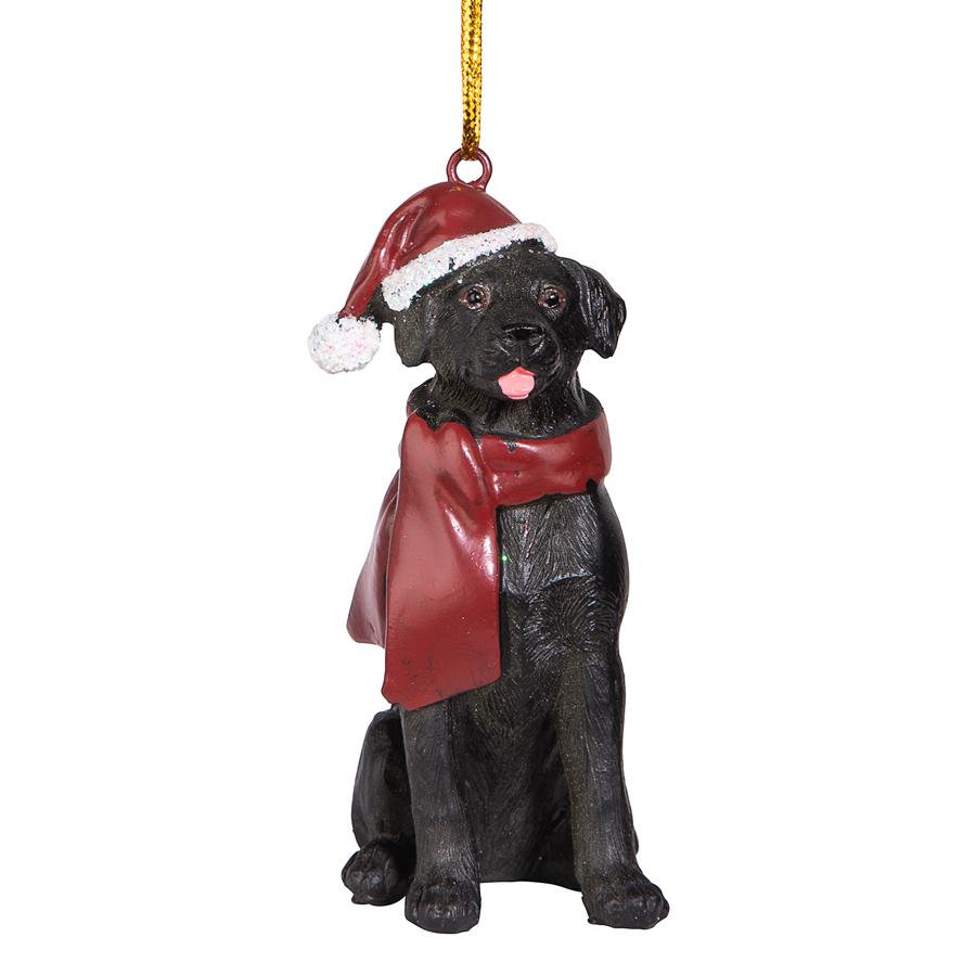 Black Labrador Retriever Holiday Dog Ornament Sculpture