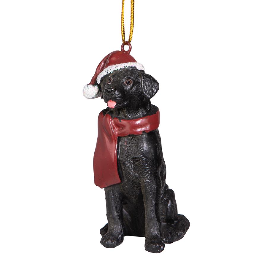 Black Labrador Retriever Holiday Dog Ornament Sculpture