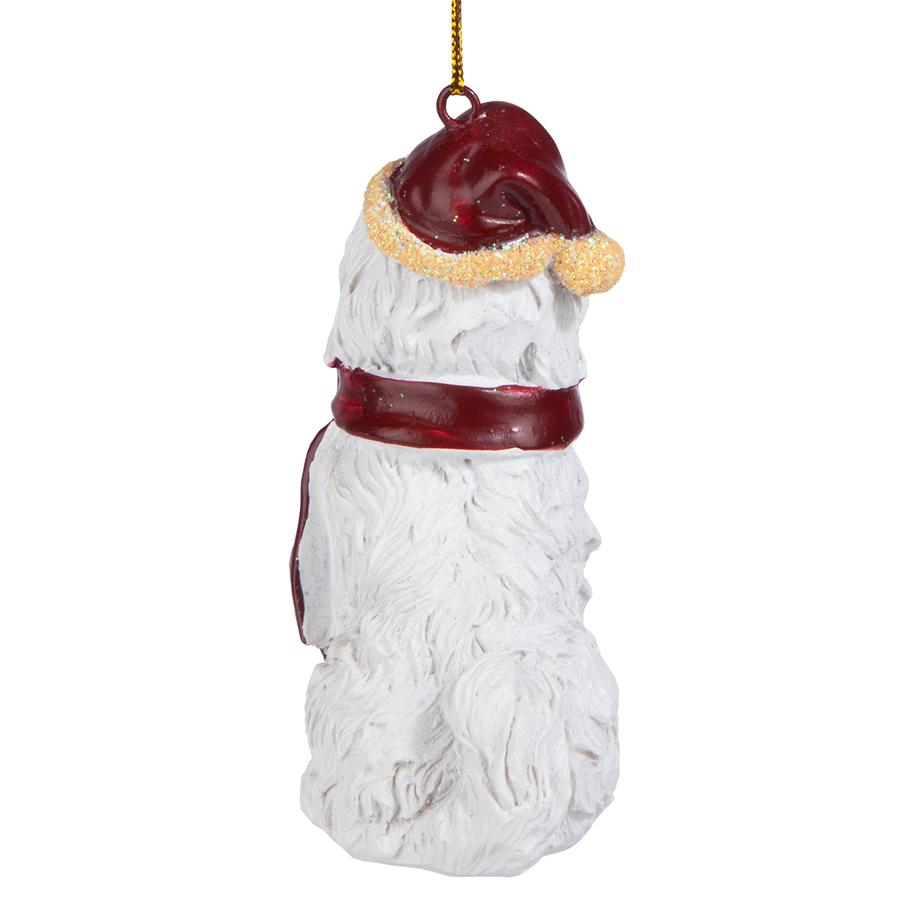 Maltese Holiday Dog Ornament Sculpture