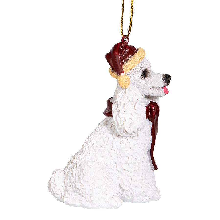 White Poodle Holiday Dog Ornament Sculpture