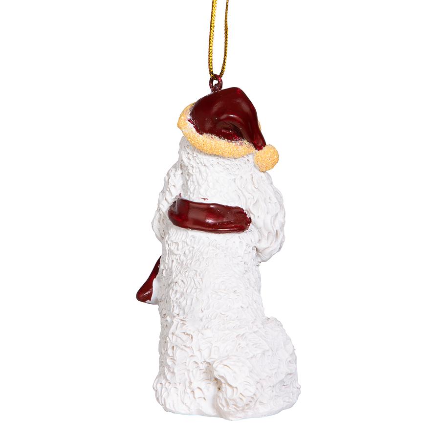 White Poodle Holiday Dog Ornament Sculpture